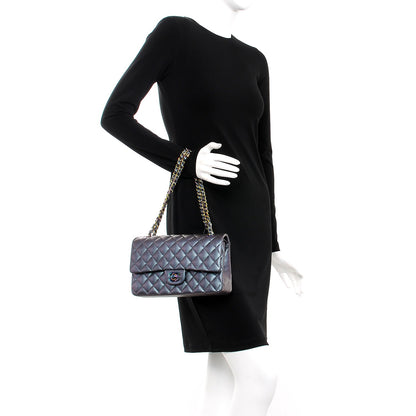 Chanel Iridescent Goatskin Quilted Medium Double Flap Purple 3 of 9
