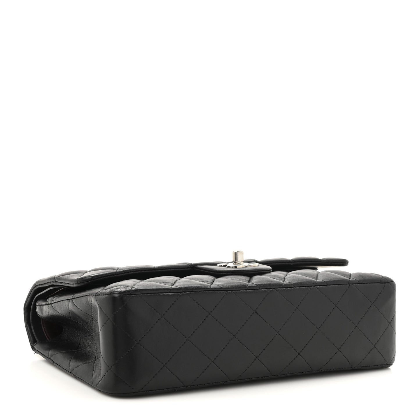 Lambskin Quilted Medium Double Flap Black