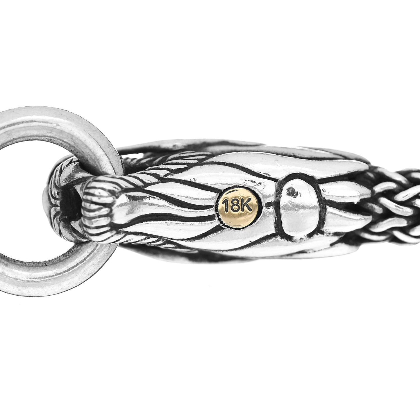 Sterling Silver 18K Yellow Gold 5mm Naga Dragon Station Bracelet
