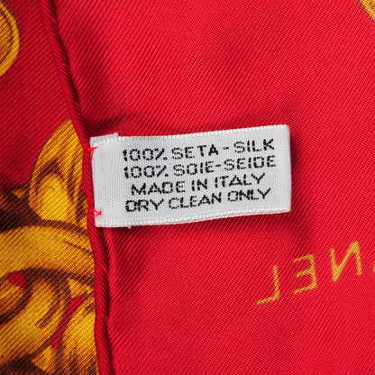 Chanel Silk Chain CC Scarf Red Gold 4 of 5