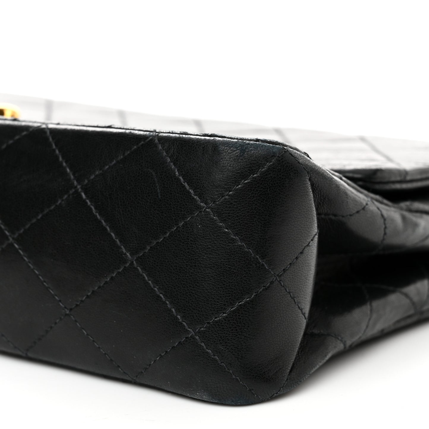Lambskin Quilted Medium Double Flap Black