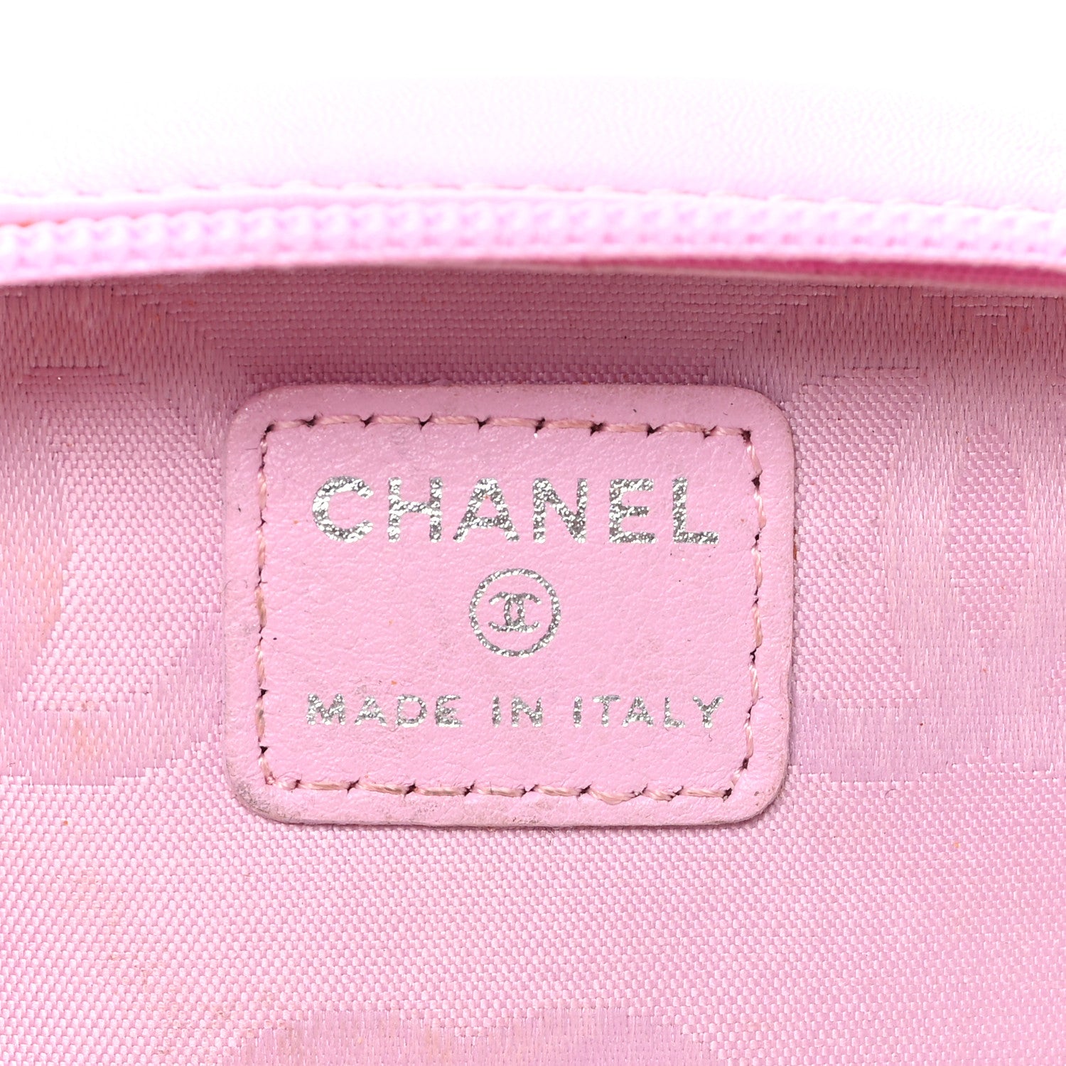 Chanel Calfskin Quilted Cambon Zip Around Makeup Pouch Pink Black 6 of 8
