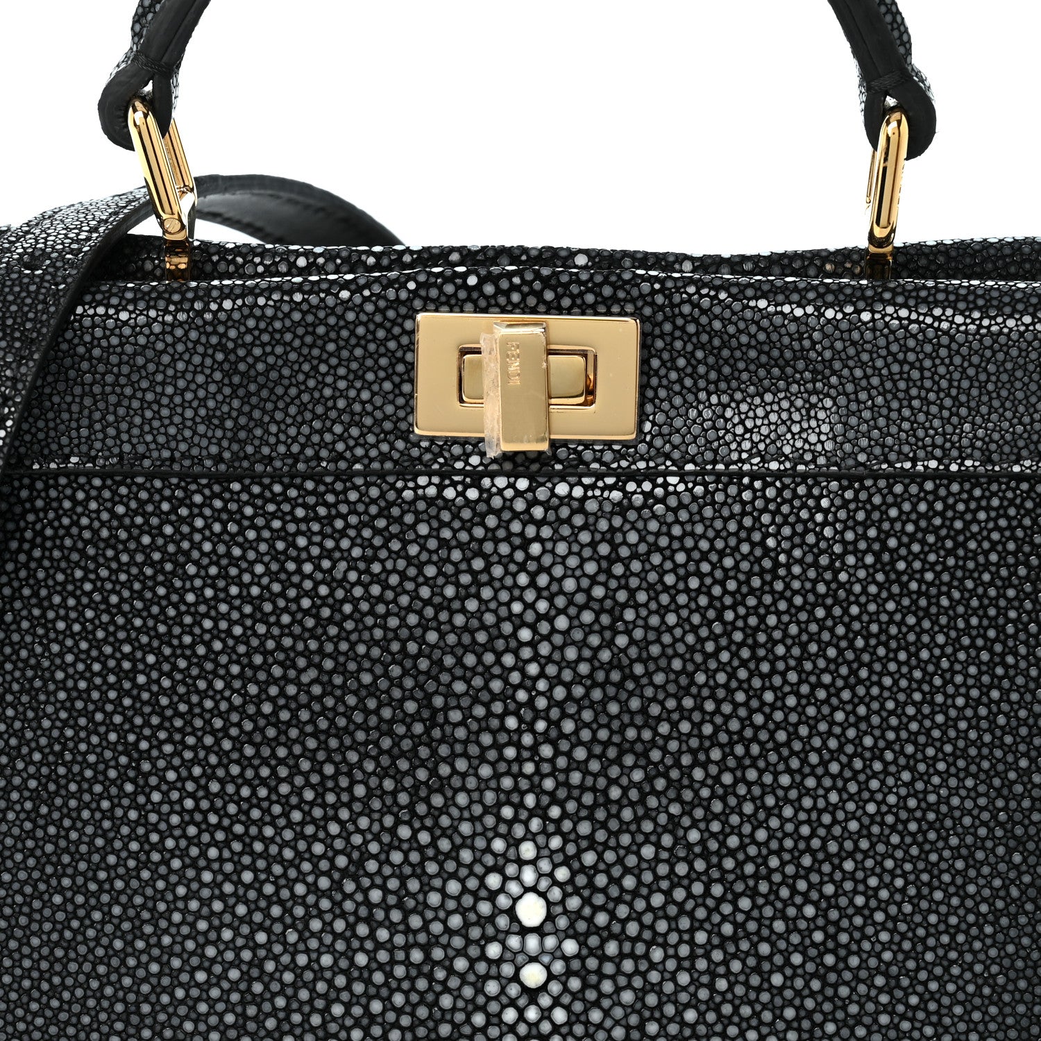 Fendi Stingray Shiny Nappa Petite Peekaboo I SEE U Satchel Black 6 of 9