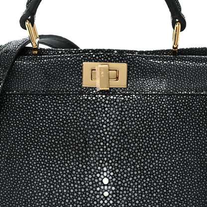 Fendi Stingray Shiny Nappa Petite Peekaboo I SEE U Satchel Black 6 of 9