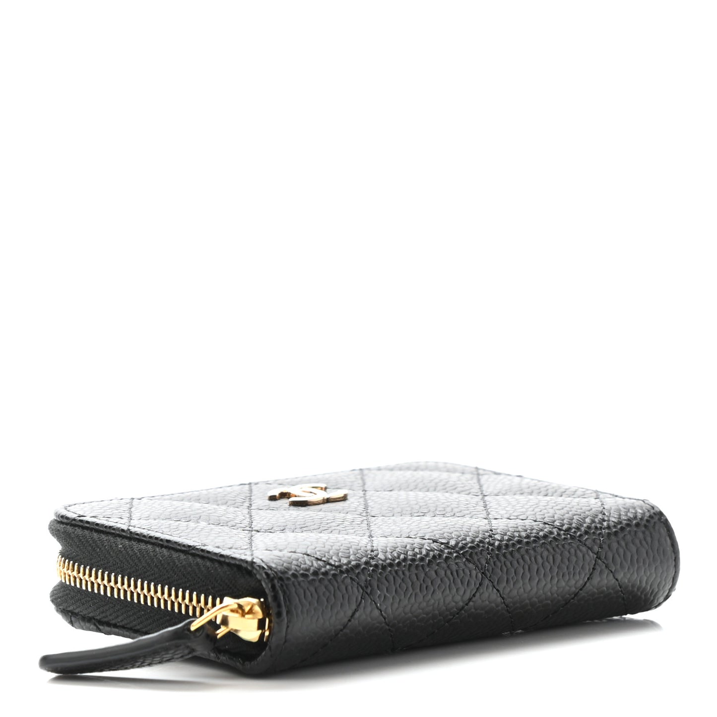 Caviar Quilted Zip Coin Purse Black