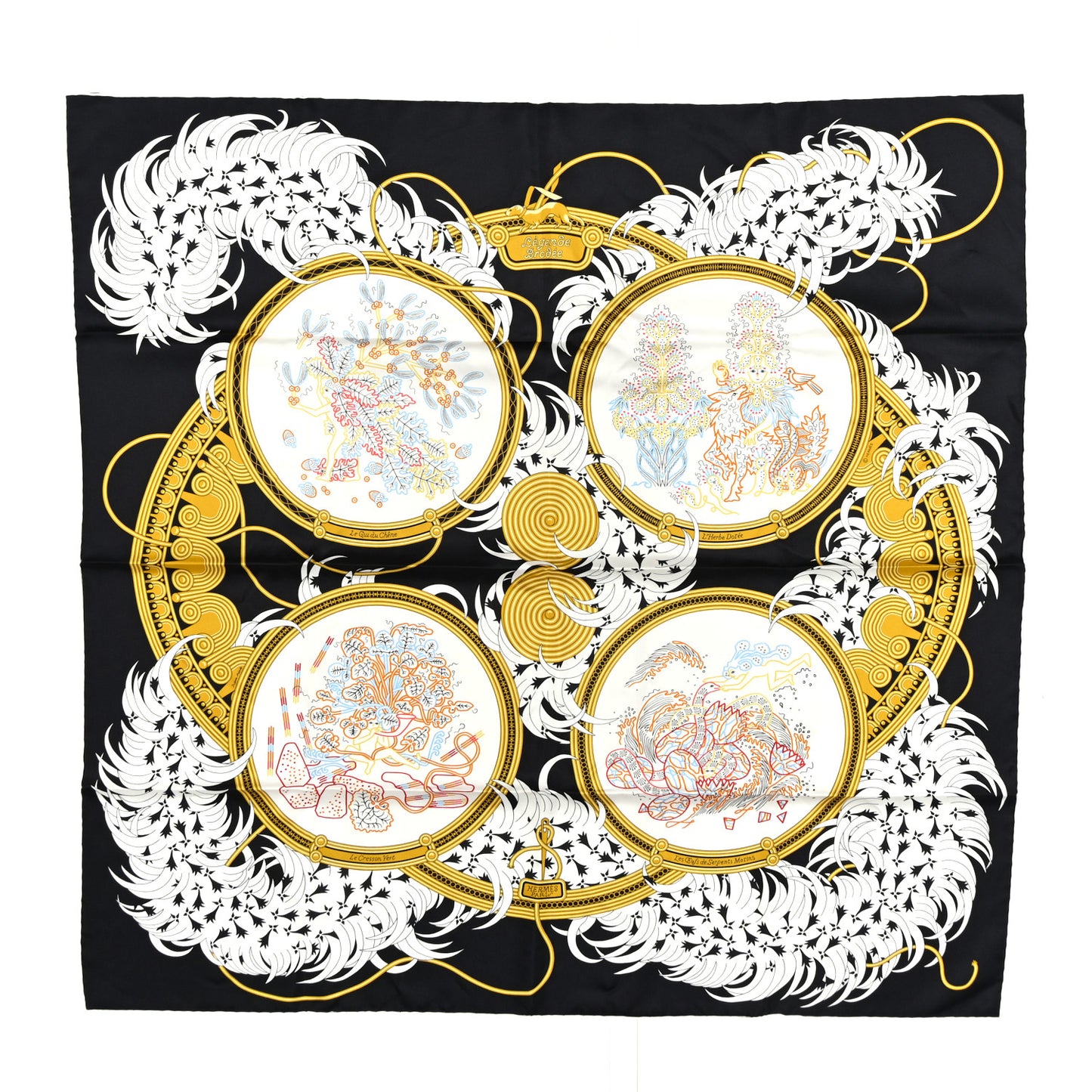 Silk Legende Brodee Scarf 90 Black