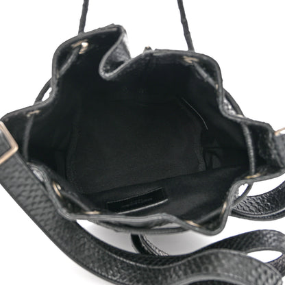 Saint Laurent Calfskin Snakeskin Embossed Small Rider Bucket Bag Black 4 of 8