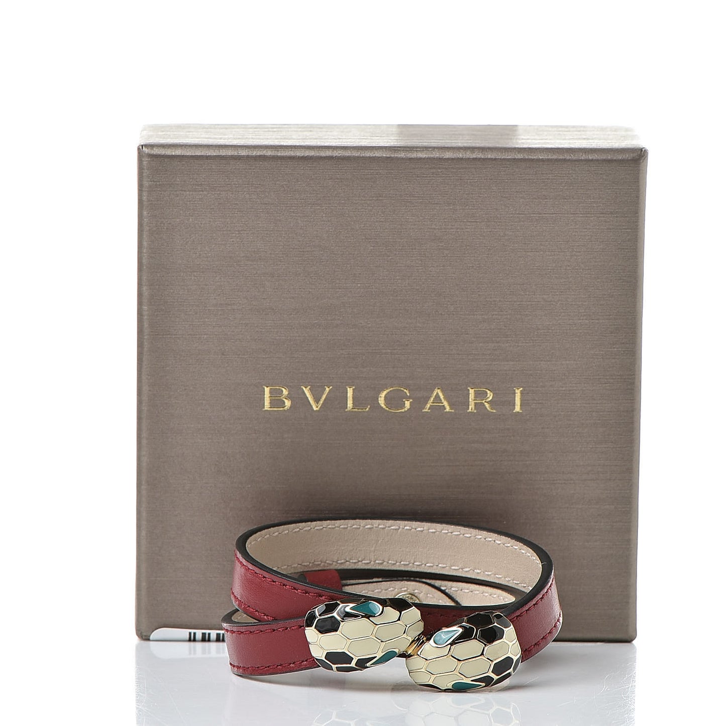 Calfskin Serpenti Forever Double Coil Bracelet S Ruby Red