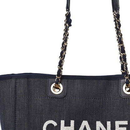 Chanel Denim Small Deauville Tote Dark Blue 14 of 15