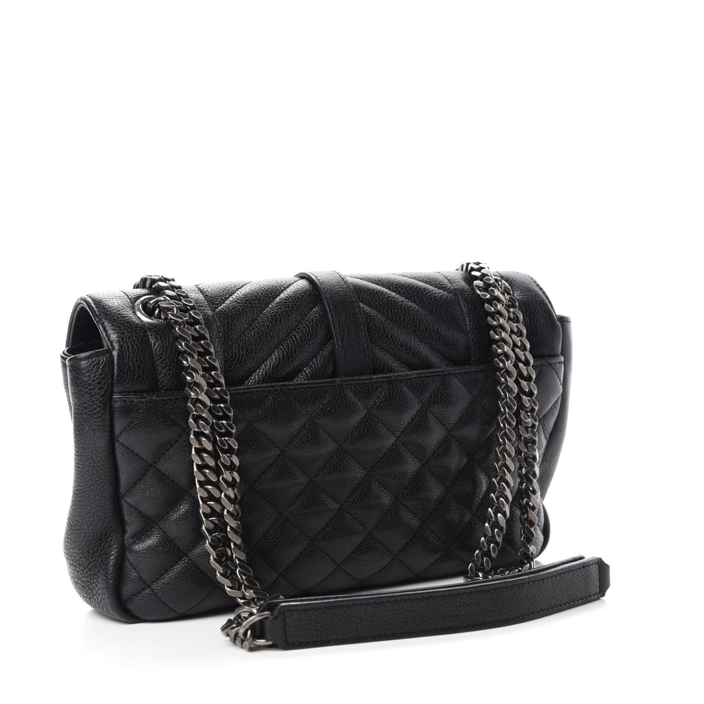 Grained Calfskin Tri-Quilt Monogram Medium College Bag Black
