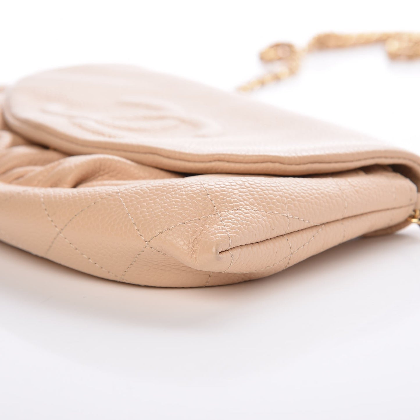 Caviar Half Moon Wallet On Chain Light Beige