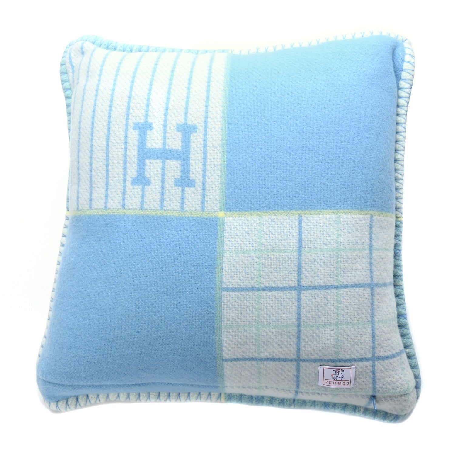 Hermes Wool Cashmere Avalon Cabriole Pillow Vert Aqua 1 of 3