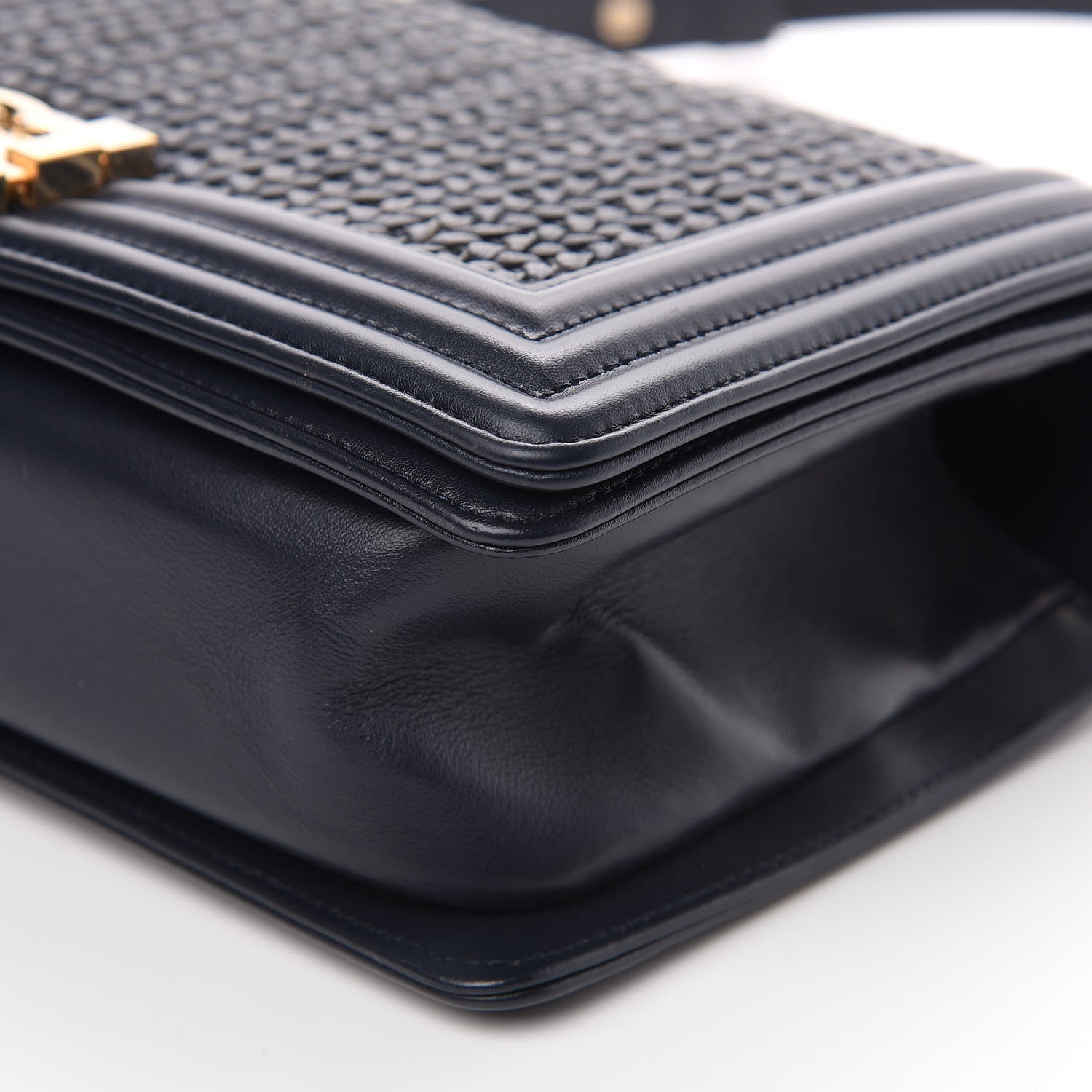 Chanel Lambskin Braided Woven Medium Boy Flap Navy Black 8 of 9