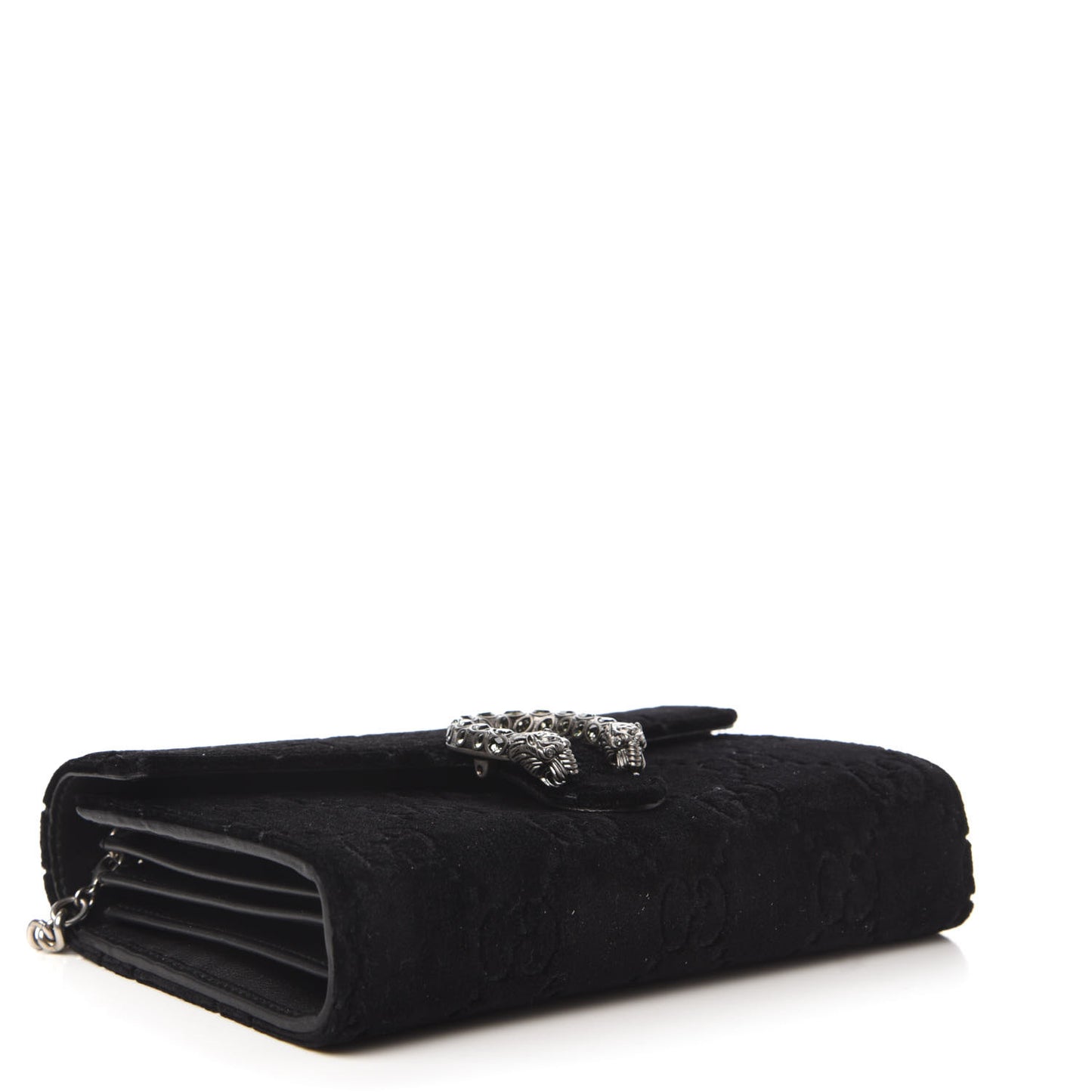 Velvet GG Monogram Mini Dionysus Chain Wallet Black