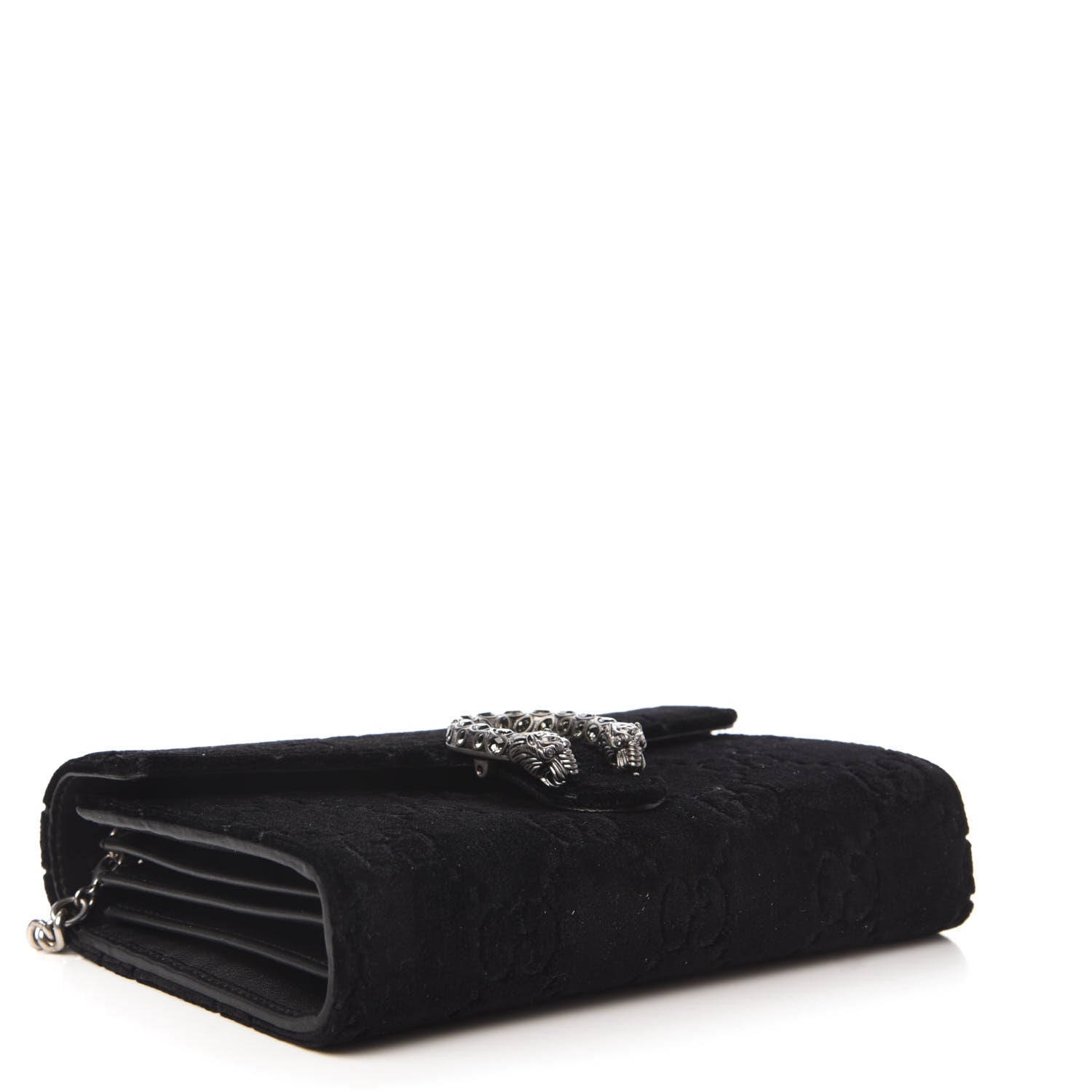 Gucci Velvet GG Monogram Mini Dionysus Chain Wallet Black 4 of 10