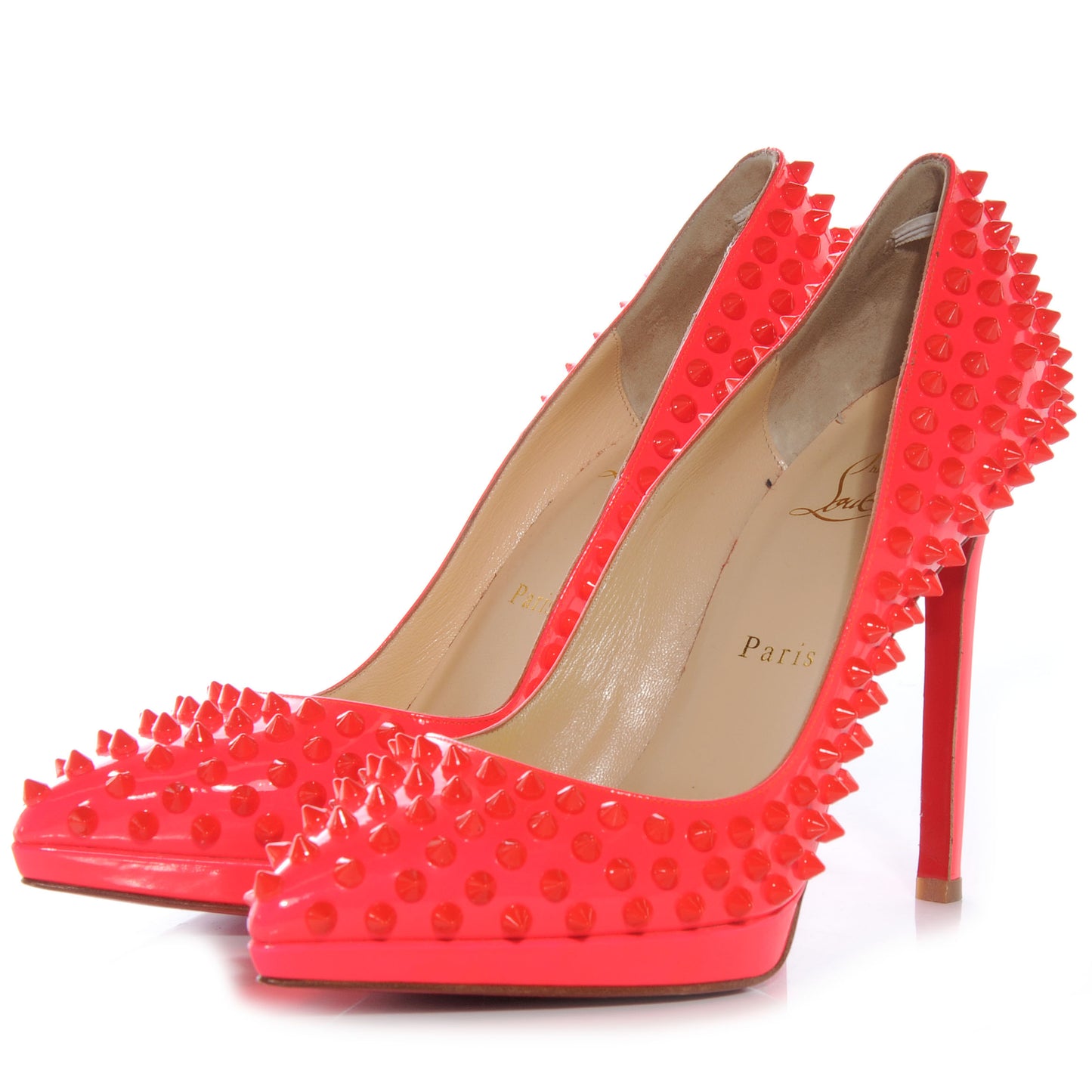 Patent Pigalle Plato Spikes 120 Pumps 38.5 Fluo Rose Paris