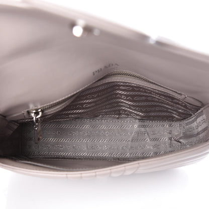 Prada Soft Calfskin Impunture Diagramme Medium Chain Flap Shoulder Bag Pomice 7 of 8