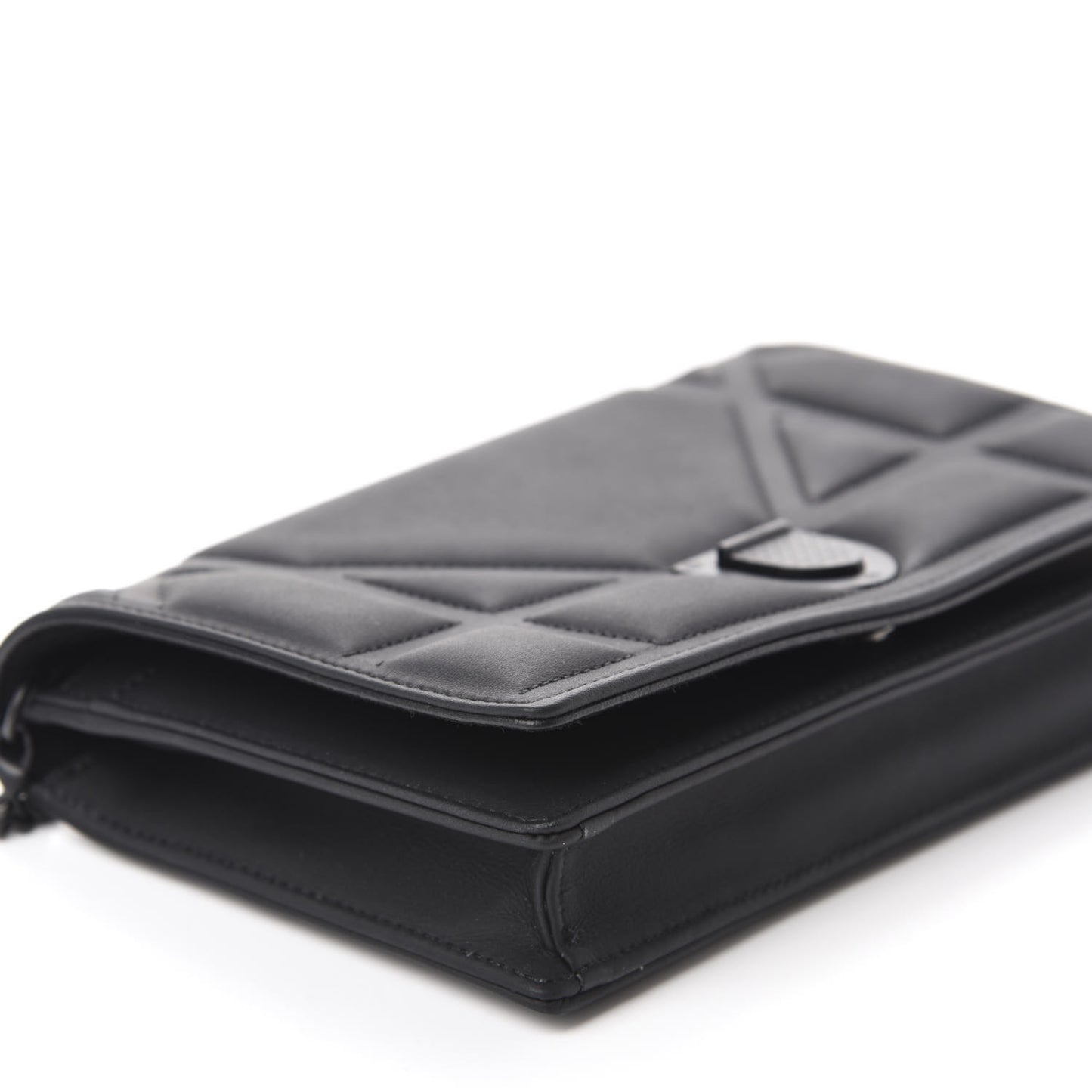 Ultra Matte Calfskin Diorama Wallet on Chain Pouch Black