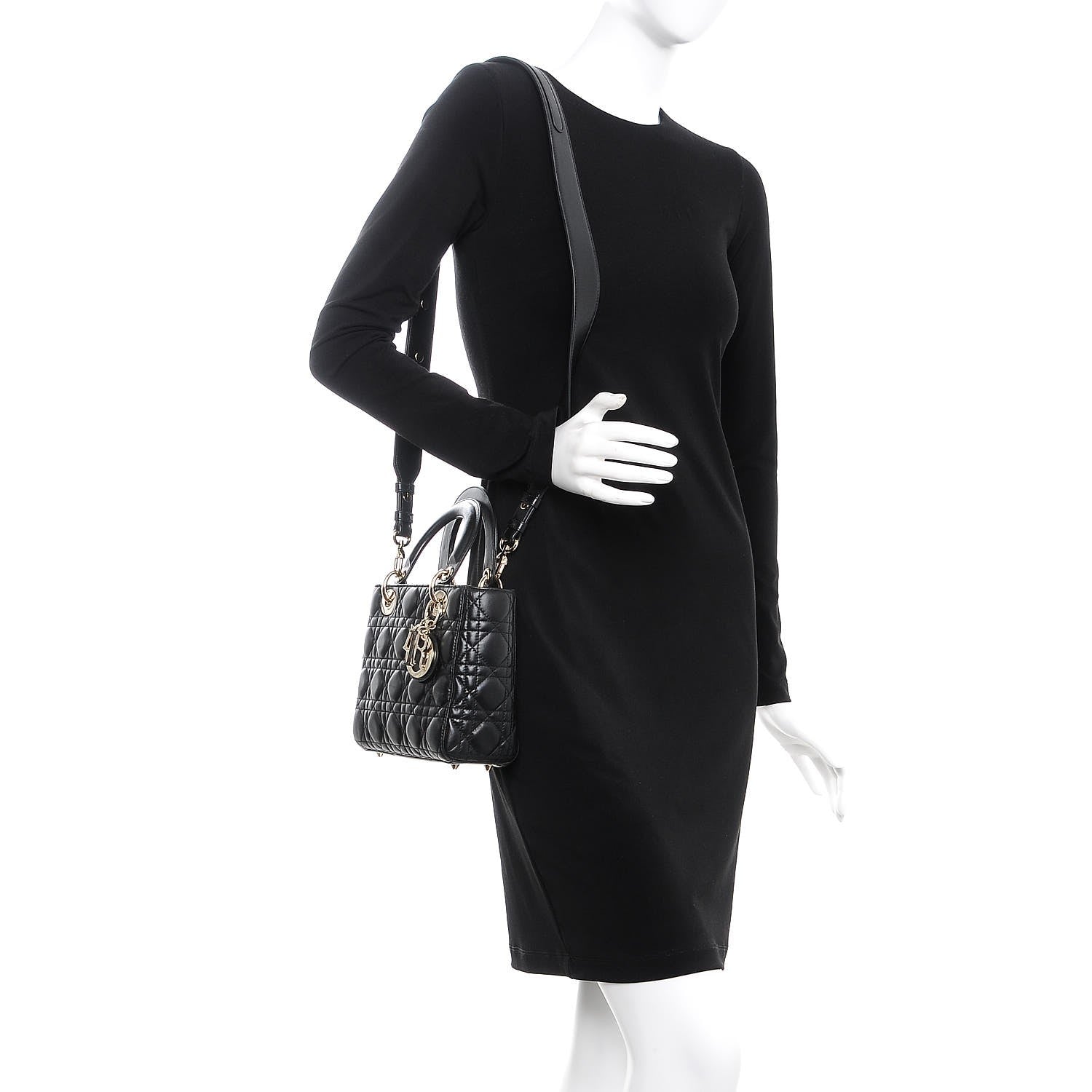 Christian Dior Lambskin Cannage Small Lucky Badges My Lady Dior Black 2 of 11