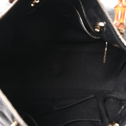 Gucci Pebbled Calfskin Medium Bamboo Shopper Tote Black 5 of 11
