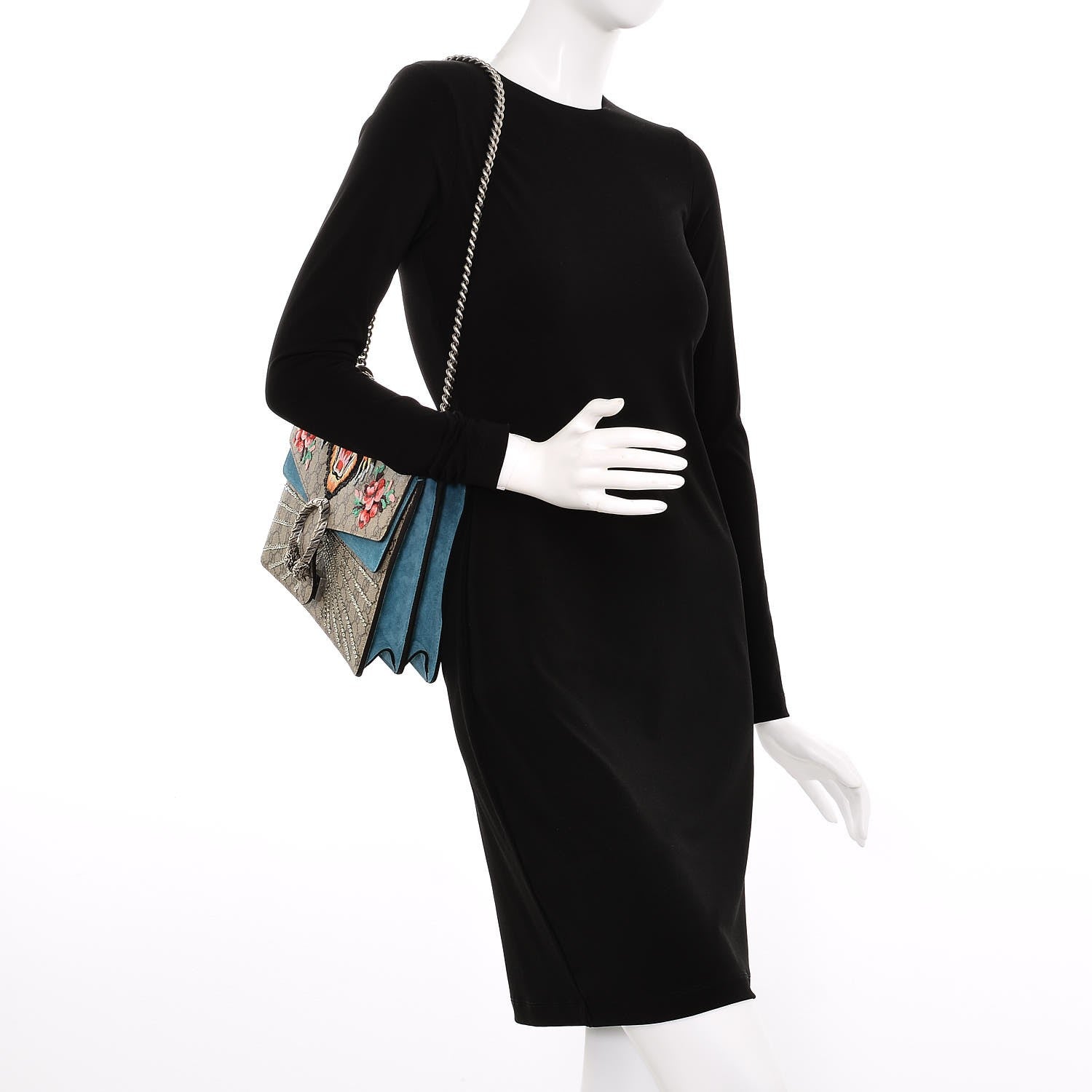 Gucci GG Supreme Monogram Angry Cat Embroidered Medium Dionysus Shoulder Bag Beige Ultramarine 2 of 6