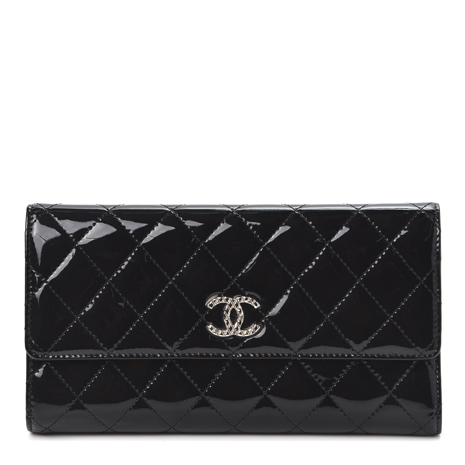 Chanel Patent Quilted Large Brilliant Flap Wallet Black 1 of 10