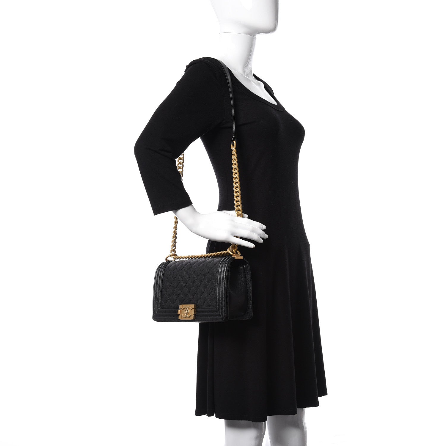 Chanel Caviar Quilted Medium Boy Flap Black 2 of 14