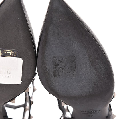 Valentino Garavani Pebbled Calfskin Rockstud Ankle Strap 65mm Pumps 37 Black 7 of 9