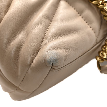 Saint Laurent Lambskin Quilted Small Loulou Puffer Monogram Chain Satchel Dark Beige 13 of 13