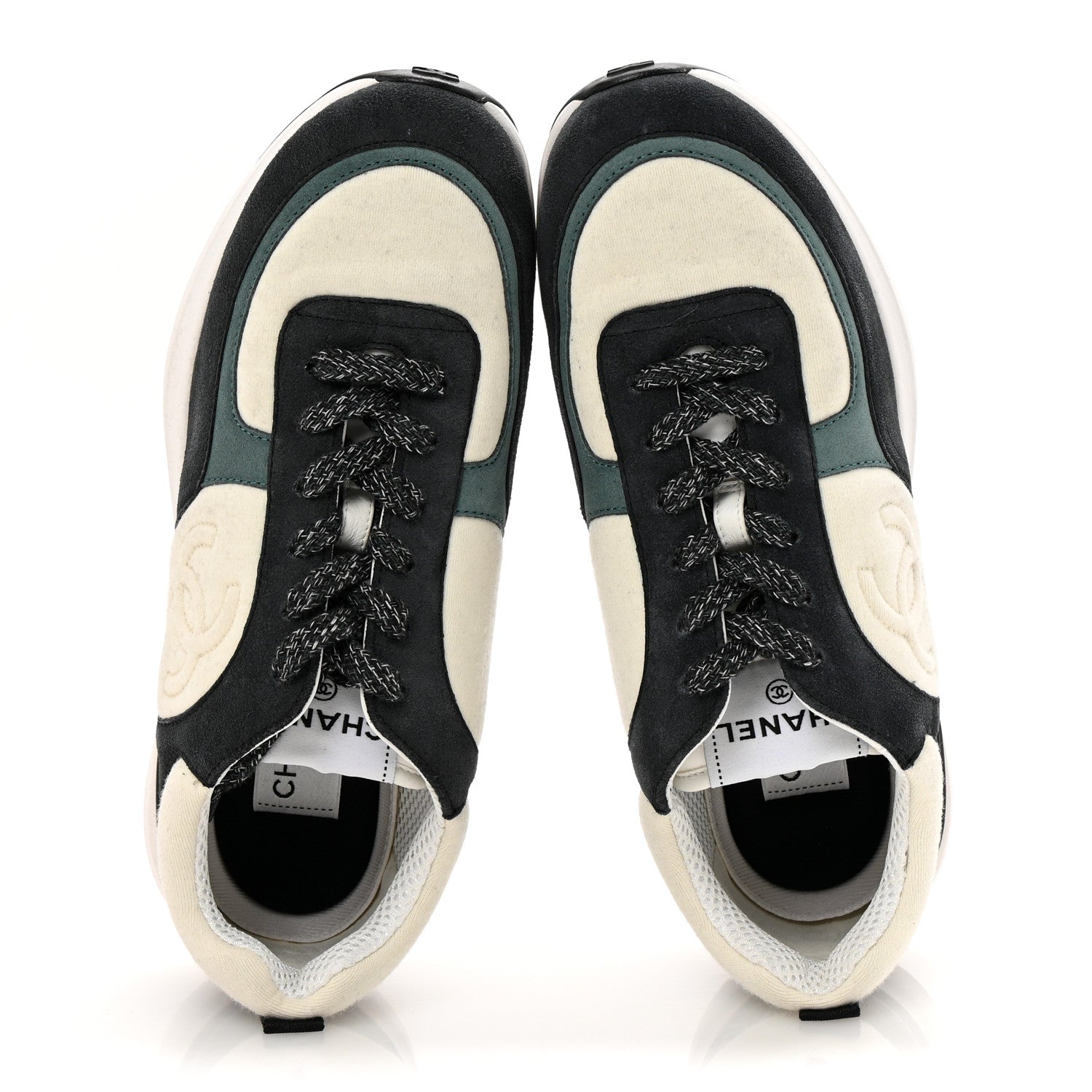 Chanel Suede Calfskin Fabric CC Sneakers 39 Dark Grey 2 of 8