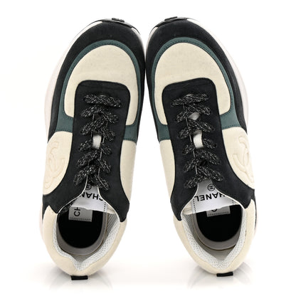 Chanel Suede Calfskin Fabric CC Sneakers 39 Dark Grey 2 of 8