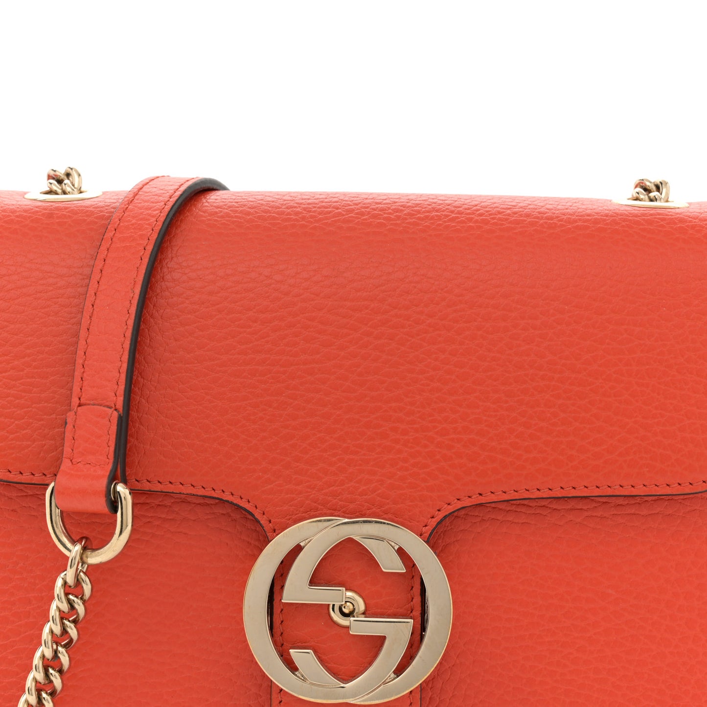 Dollar Calfskin Small Interlocking G Shoulder Bag Sun Orange
