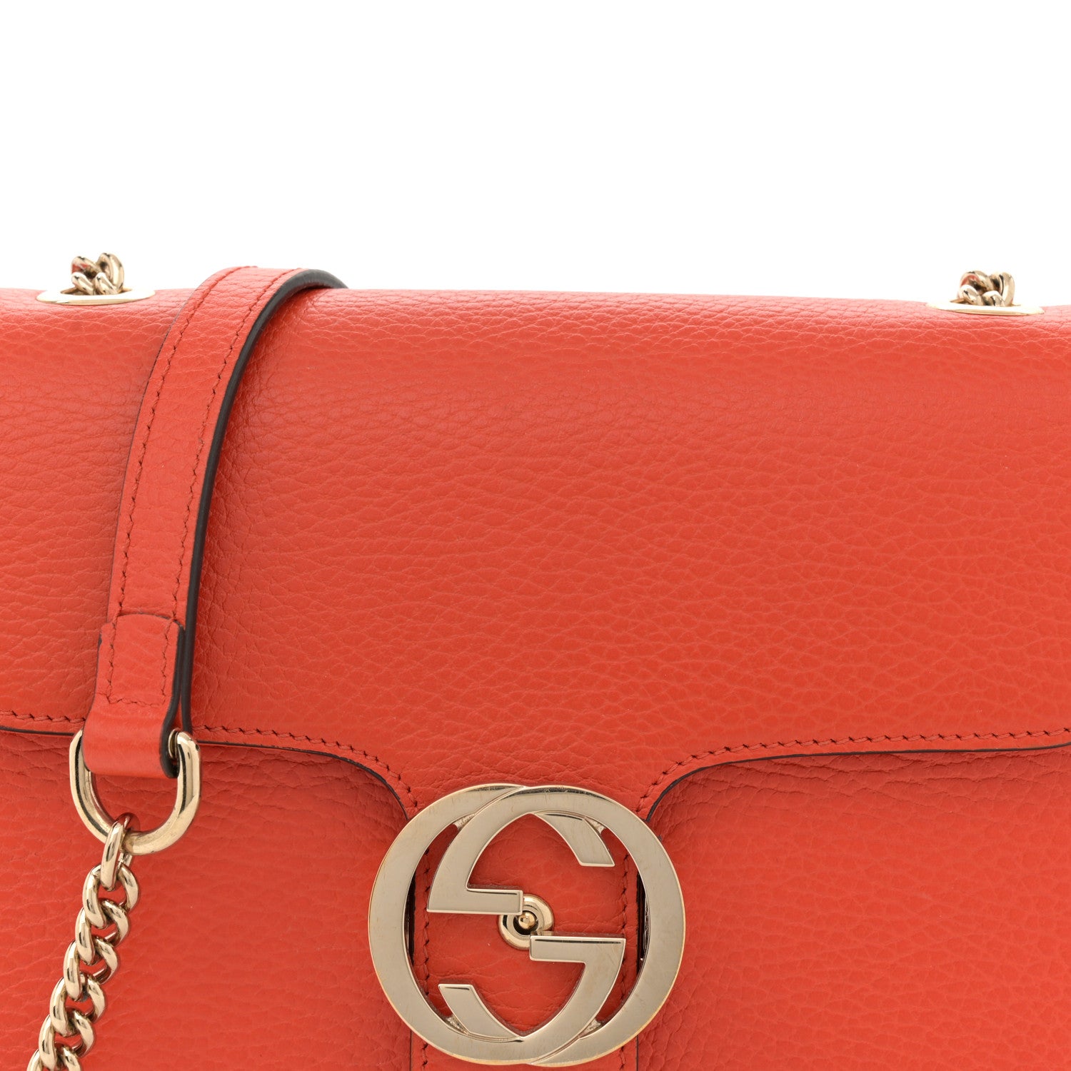 Gucci Dollar Calfskin Small Interlocking G Shoulder Bag Sun Orange 8 of 13