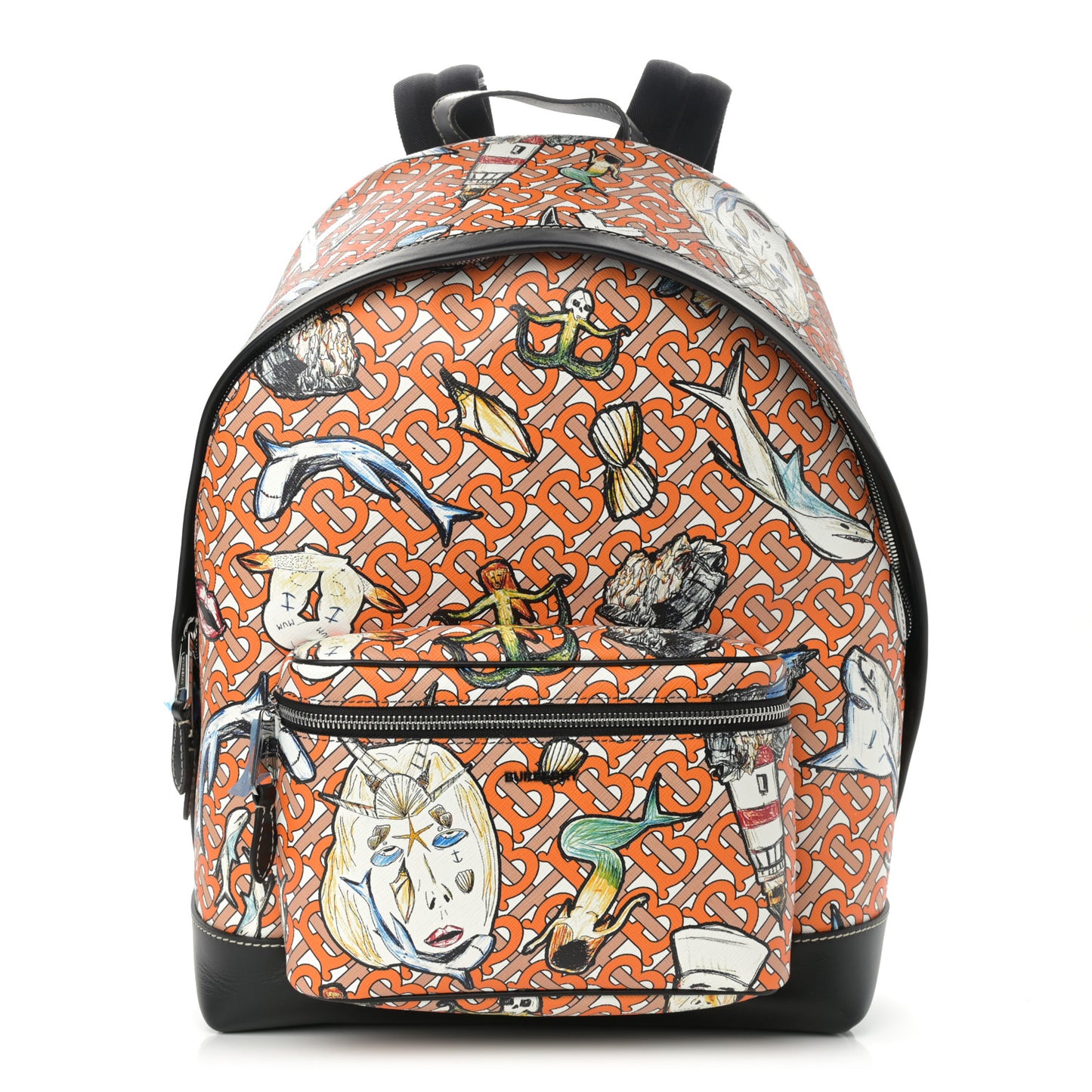 Coated Canvas Calfskin Monogram TB Jett Backpack Deep Orange