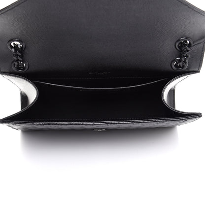 Saint Laurent Grain De Poudre Textured Mixed Matelasse Triquilt Medium Monogram Satchel Black 5 of 12