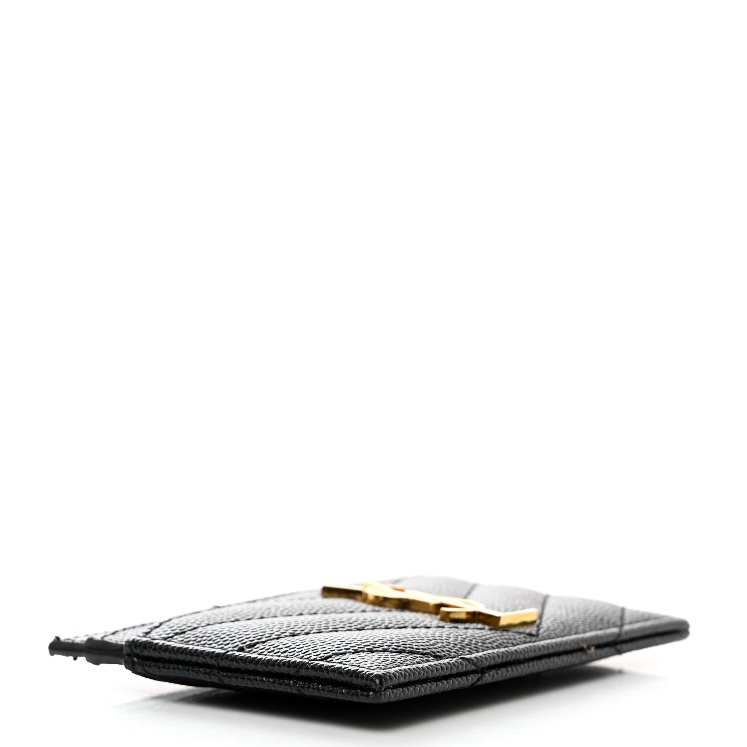 Saint Laurent Grain De Poudre Matelasse Chevron Monogram Credit Card Case Black 4 of 8