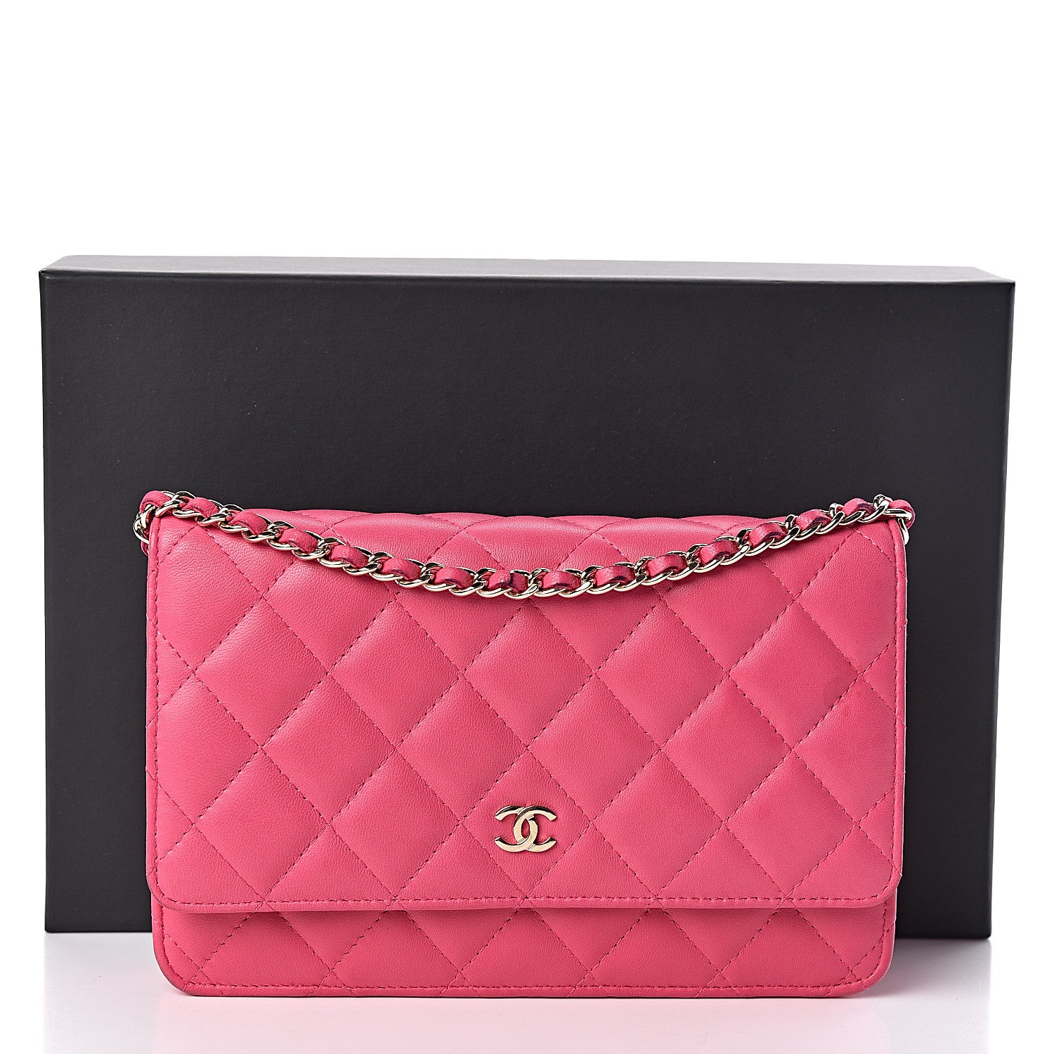 Chanel Lambskin Quilted Wallet On Chain WOC Pink 16 of 16