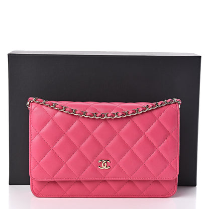 Chanel Lambskin Quilted Wallet On Chain WOC Pink 16 of 16