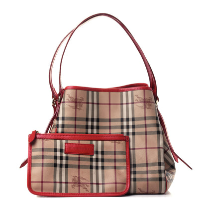 Burberry Haymarket Check Small Canterbury Tote Coral Red 1 of 4