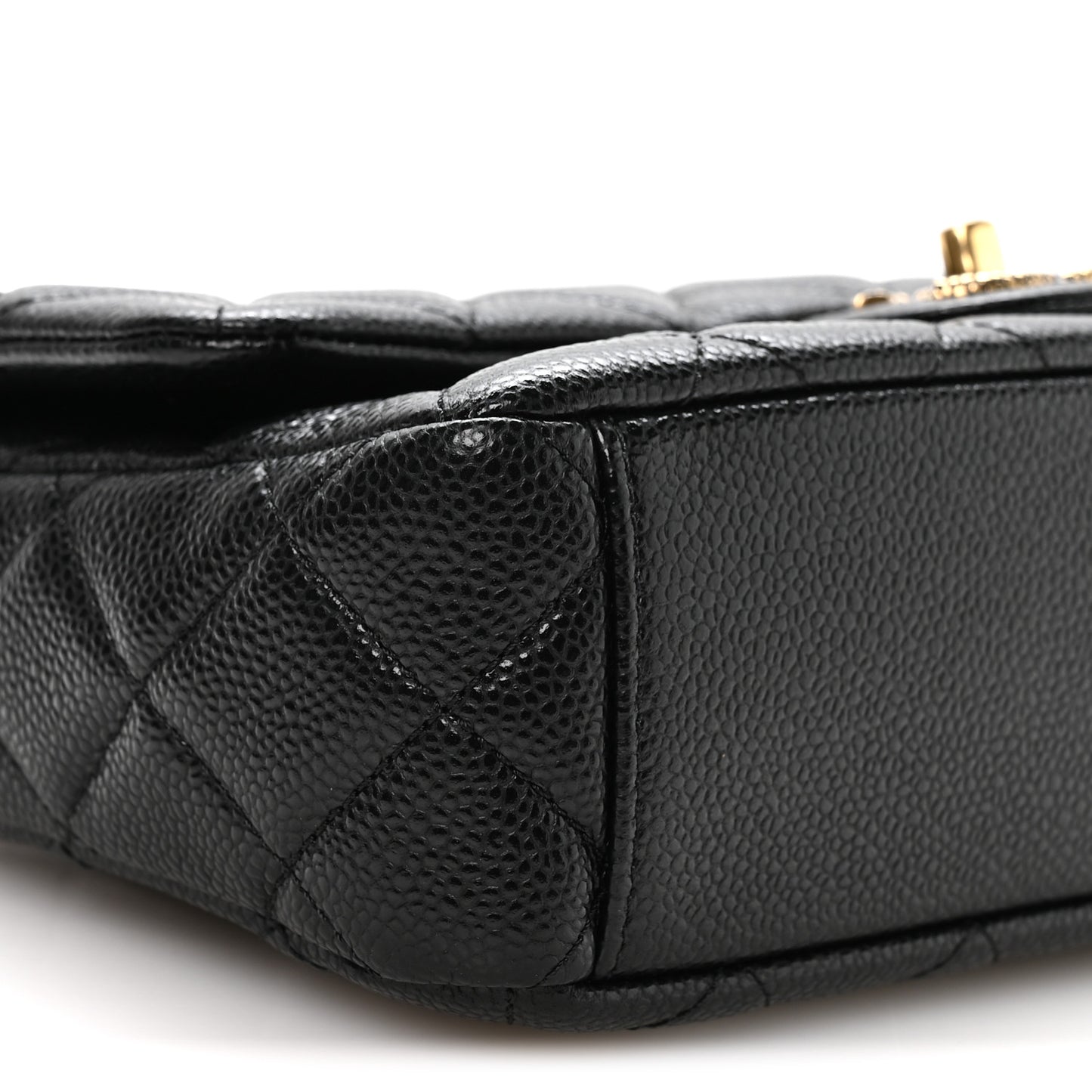 Grained Lambskin Quilted Small Flap Black
