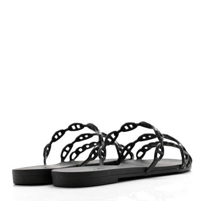 Hermes Rubber Chaine d'Ancre Rivage Sandals 37 Black 4 of 7