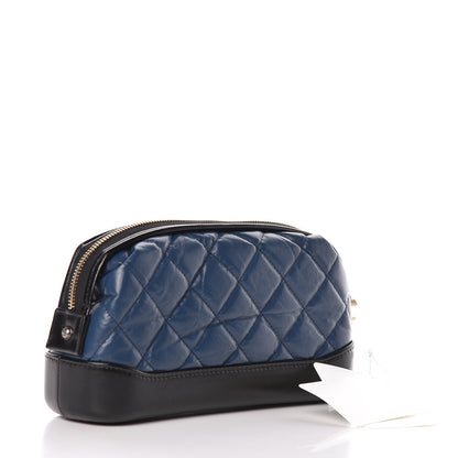 Chanel Aged Calfskin Quilted Gabrielle Classic Pouch Blue Black 3 of 9