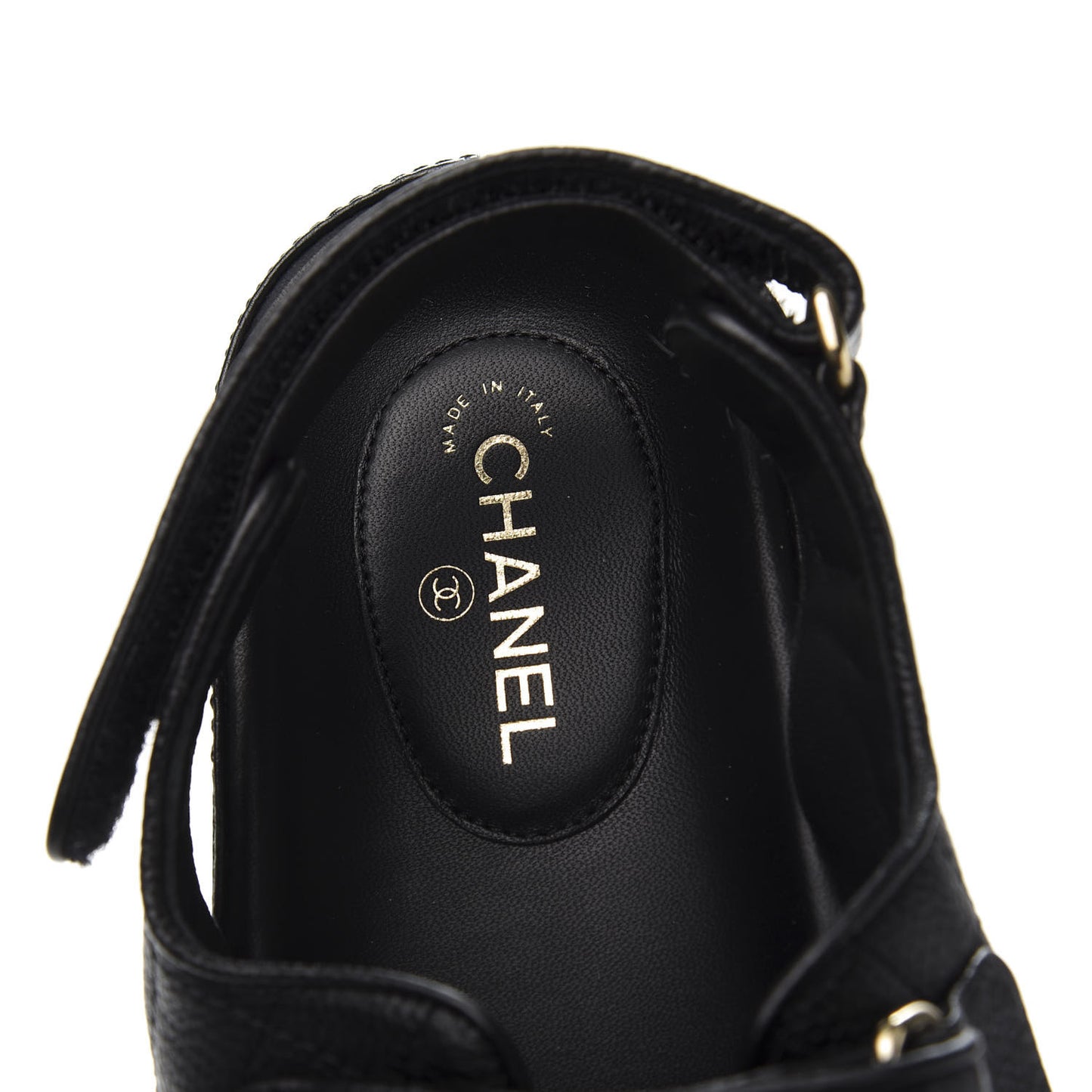 Grained Calfskin Velcro Dad Sandals 39 Black