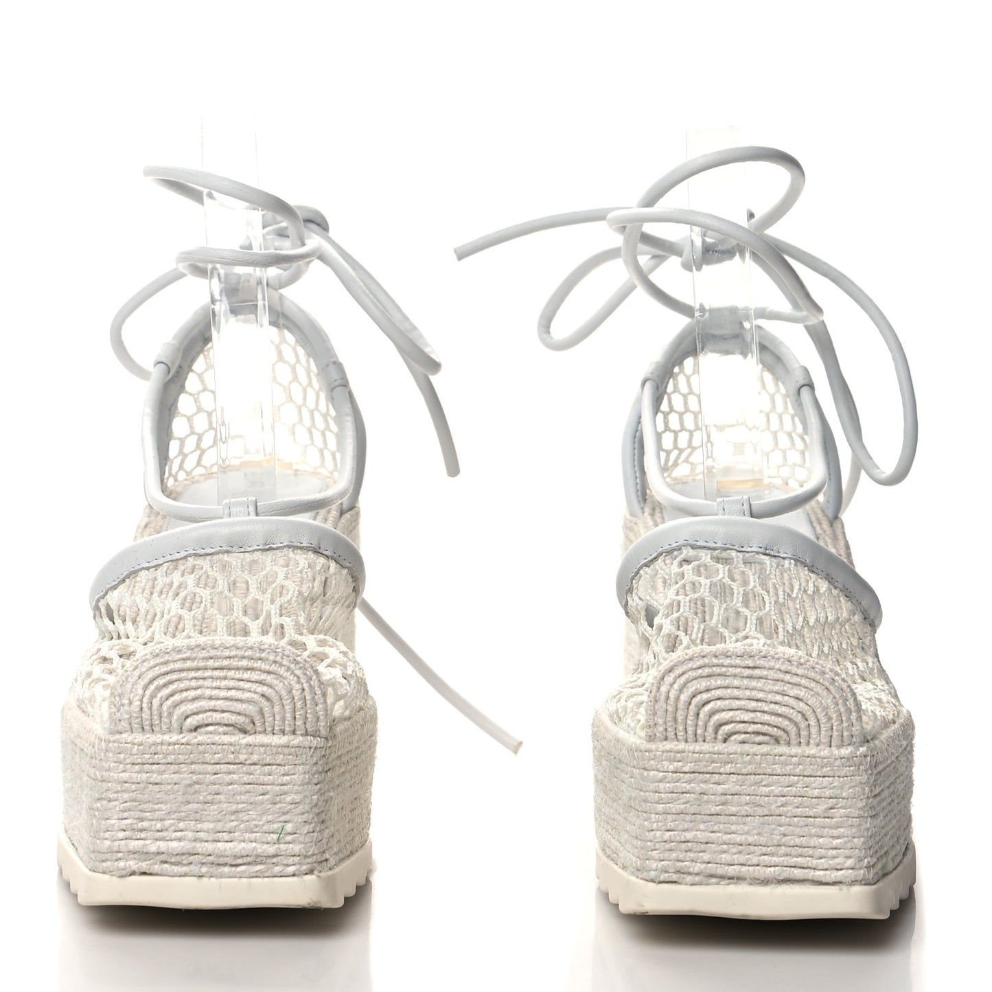 Mesh Lambskin Sporty Web Stretch Ankle Tie Espadrilles 37 Optic White