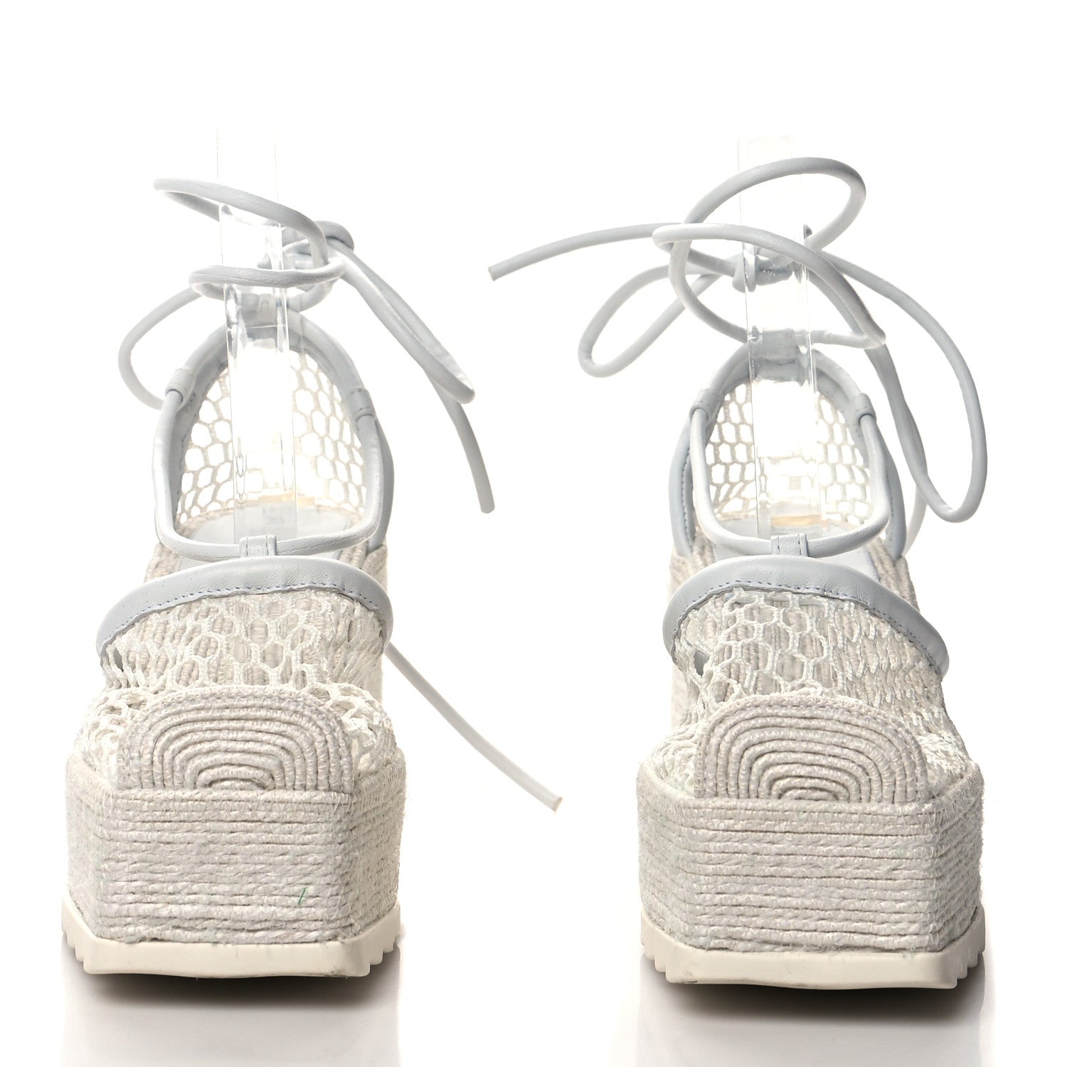 Bottega Veneta Mesh Lambskin Sporty Web Stretch Ankle Tie Espadrilles 37 Optic White 2 of 10