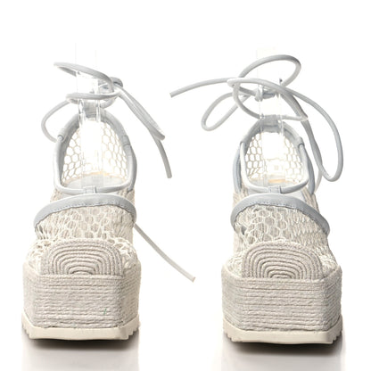 Bottega Veneta Mesh Lambskin Sporty Web Stretch Ankle Tie Espadrilles 37 Optic White 2 of 10