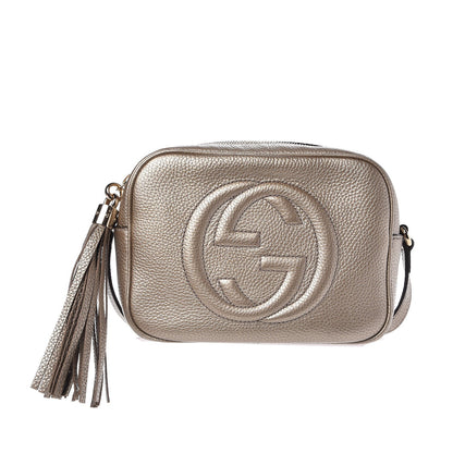 Gucci Metallic Pebbled Calfskin Small Soho Disco Bag Golden Beige 1 of 7