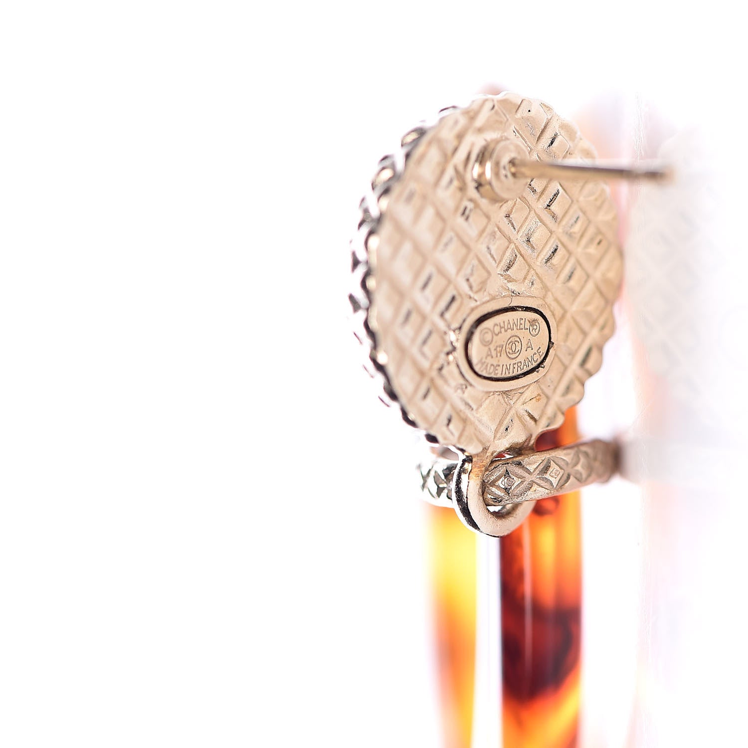 Chanel Resin CC Drop Earrings Tortoise Gold 3 of 5