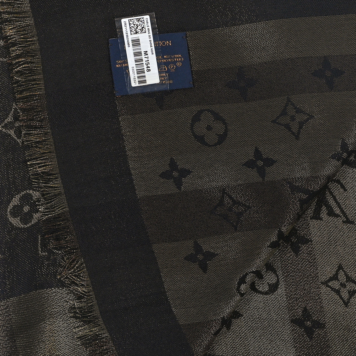 Silk Lurex Wool So Shine Monogram Shawl Black