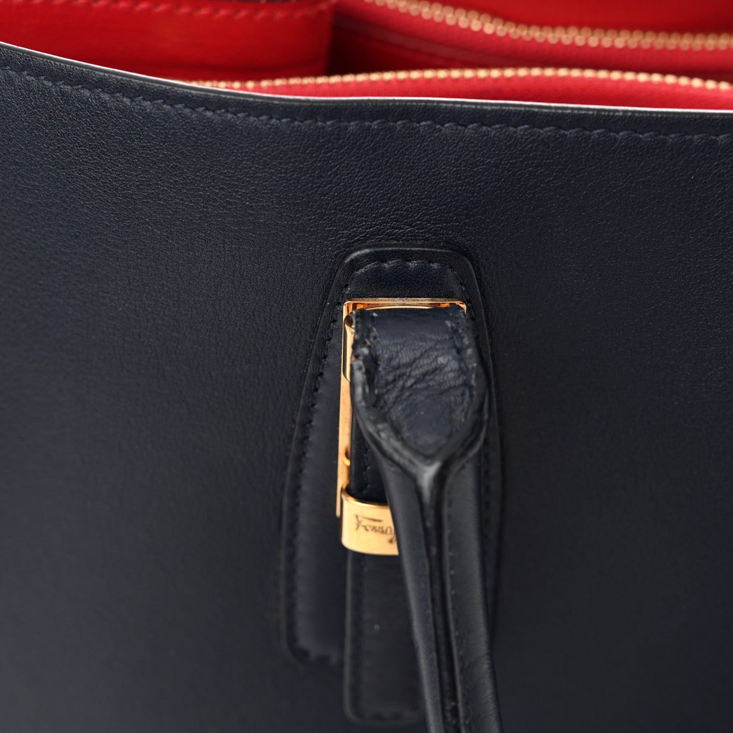 Salvatore Ferragamo Calfskin Whitney Tote Navy 17 of 18